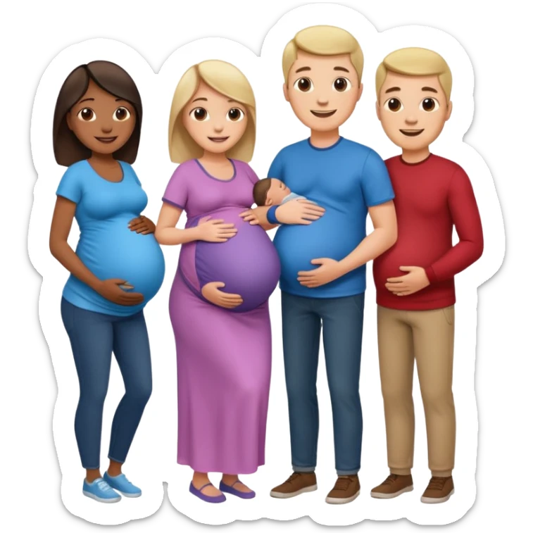 A large family grandmothers paternal aunts maternal sister great grandparents and a pregnant couple  sticker