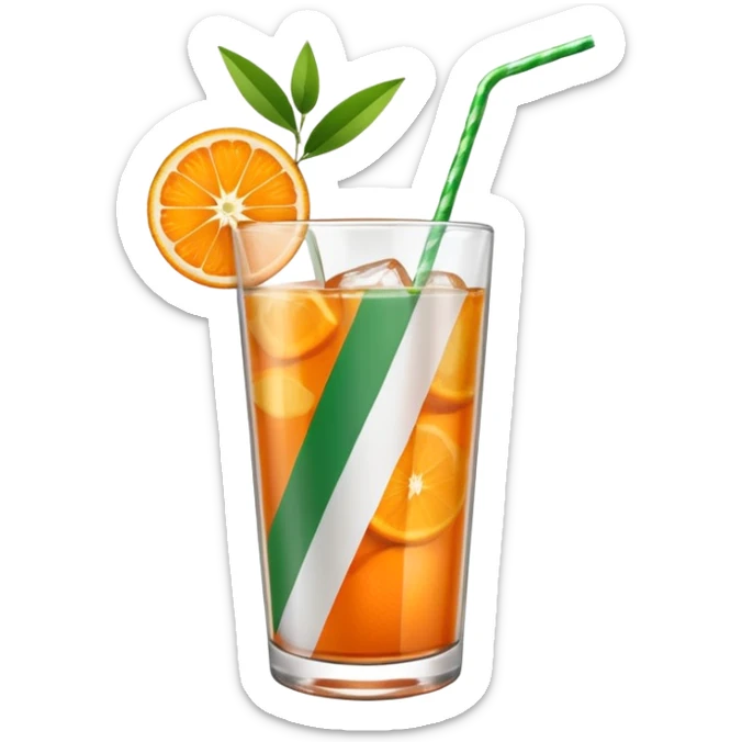 Orange cocktail can with an orange, a green leaves, italian flag on the label and a stripe straw green and white  sticker