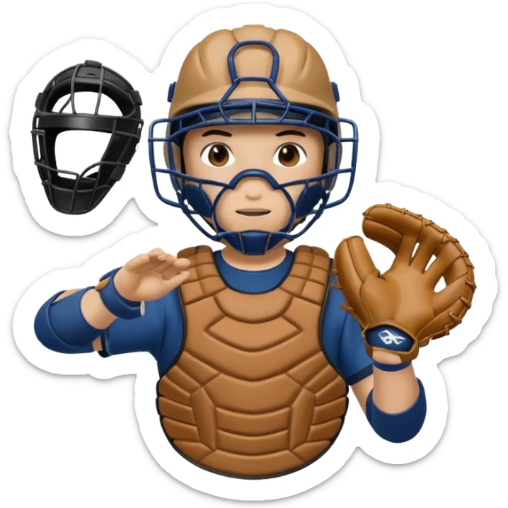 Baseball catcher, with glove up and in the foreground, ready to catch the ball sticker