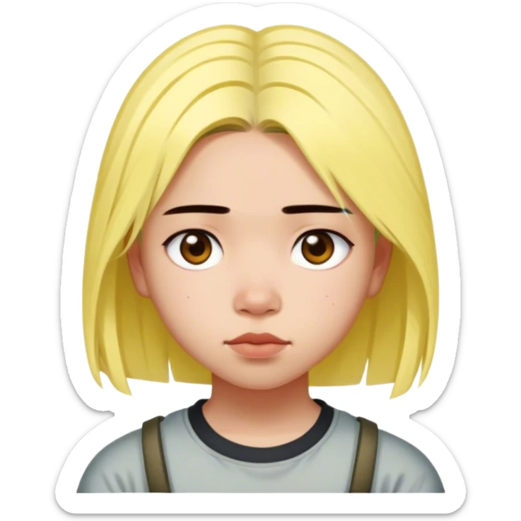 A girl who look like billie eilish but has a nepali descent face of gurung commuinty with short hair  and short height  sticker