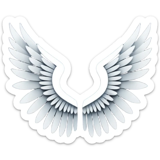 can you generate 6 unique angel wings designs? just the wings - no body, head, or feet necessary sticker