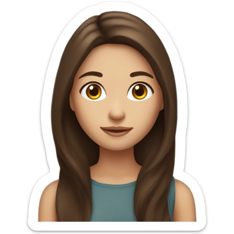 beautiful brunette girl with long brown hair and warm skin sticker