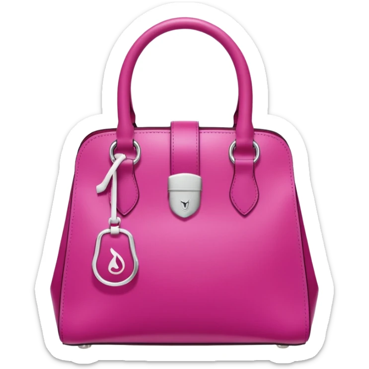 bolsa fucsia con asas blancas y en el centro de la bolsa el logo de druni perfumerias en color blanco sticker