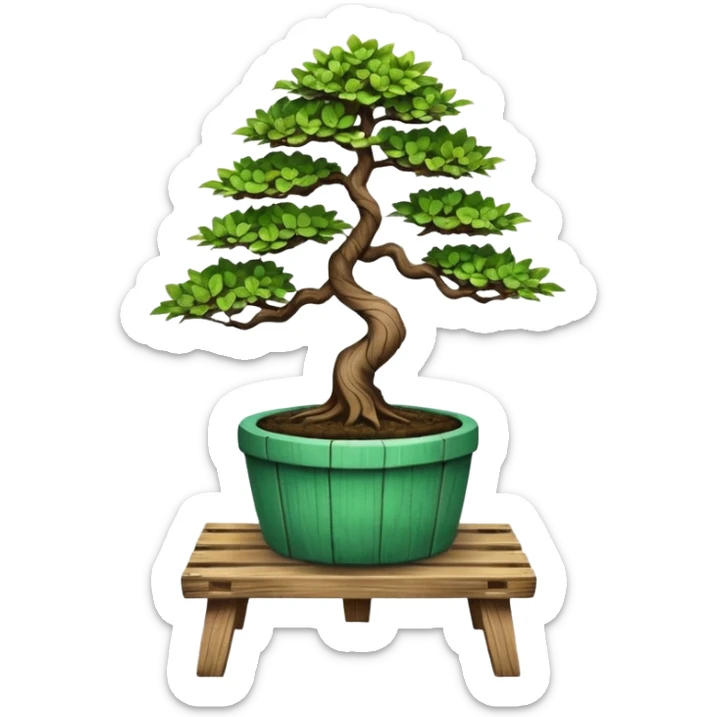 standing slanted bonsai potted Plant rack made from the wood of old oak pallets  sticker