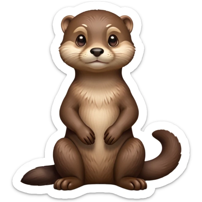 cinematic-noble [otter]-realistic-full-body-sitting-emoji,-tail-tucked-close,-head-tilted-dramatically,-sleek-[brown]-fur,-simplified-yet-realistic-focused-features,-highly-detailed,-glowing-with-an-almost-sarcastic-glow  expressive eyes sticker