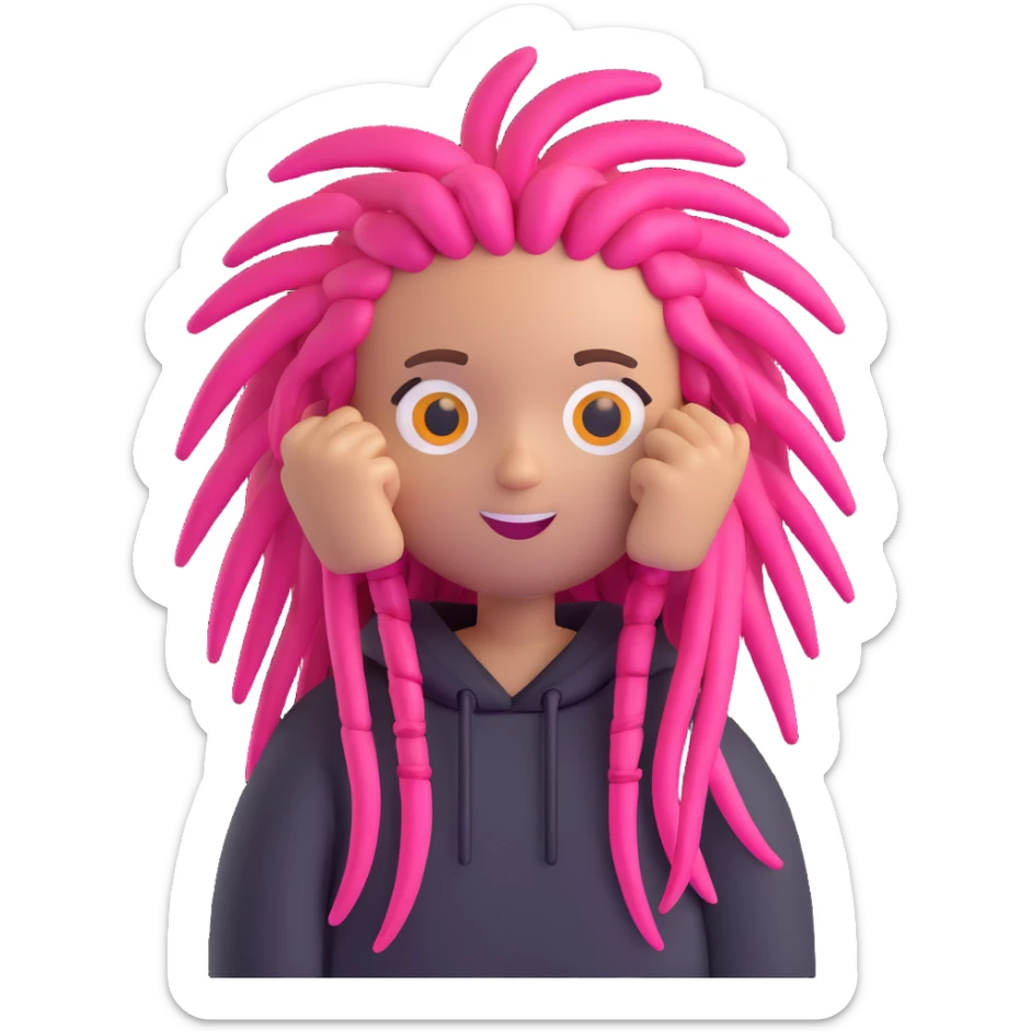 SoFaygo inspired emoji wearing trendy streetwear, pink dreadlocks, cool attitude sticker