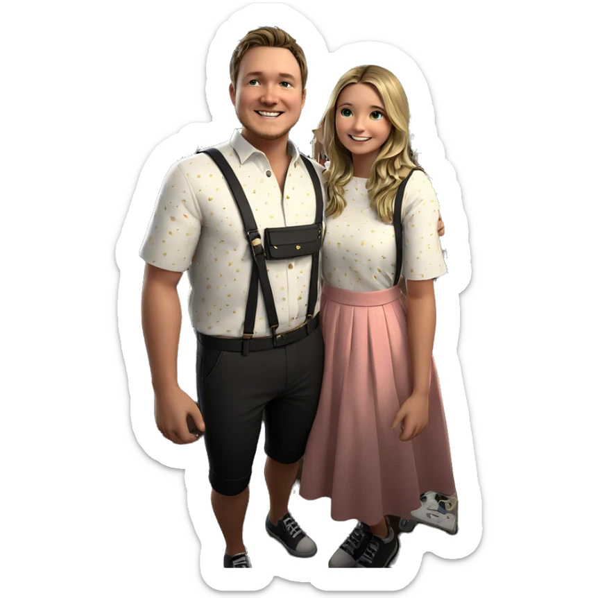 smiling couple under night sky sticker