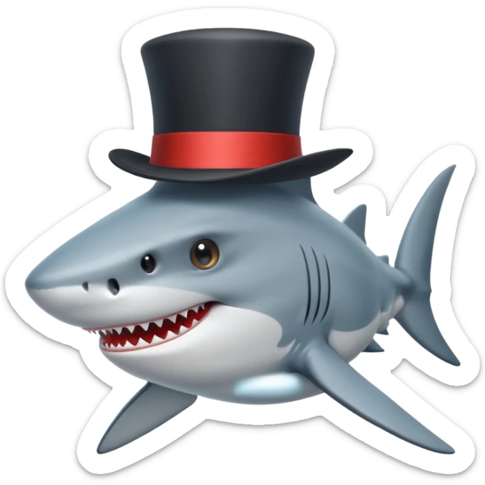 Shark with a top hat sticker