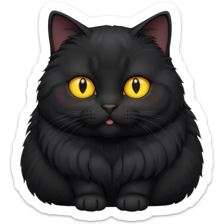 Un gato negro gordito con los ojos de color amarillos sentado sticker