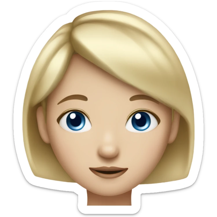 Girl with blonde short hair and bangs and pale skin and blue eyes and nose piercing  sticker