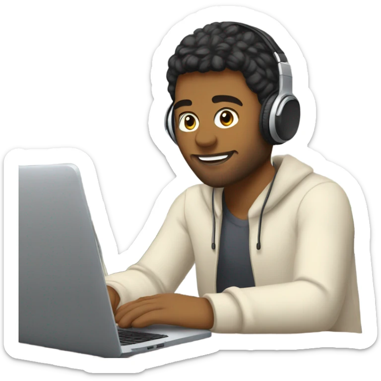 young English teacher working online at home with headphones and mic  sticker