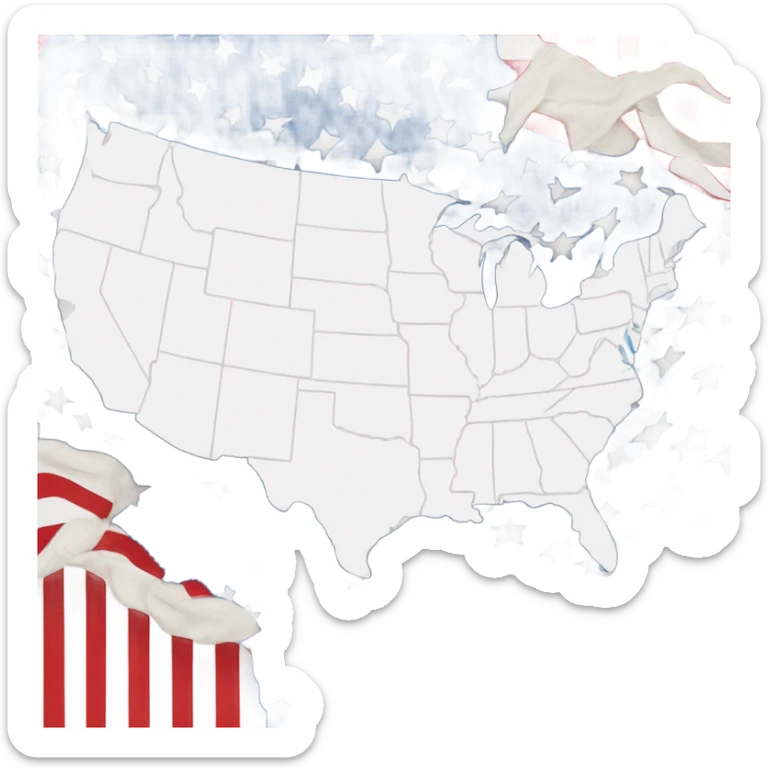 Map of the Usa. The map in the colours of the USA sticker