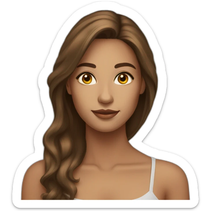 beautiful woman long brown hair golden eyes tan skin sticker