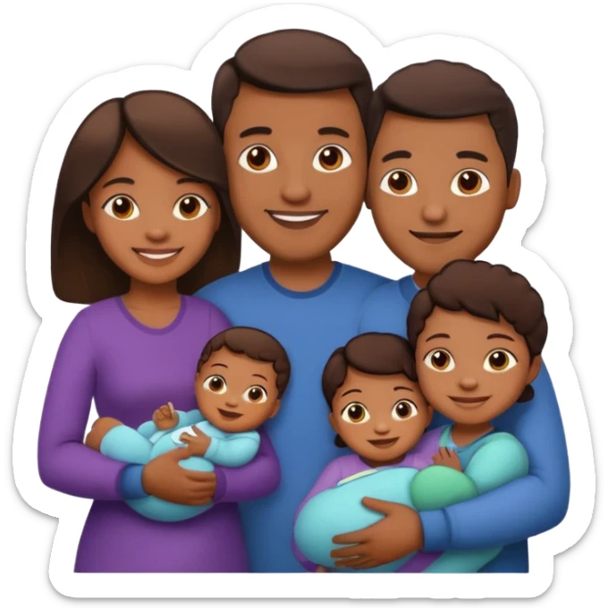 brown family with mom dad teenage daughter toddler son and baby sticker