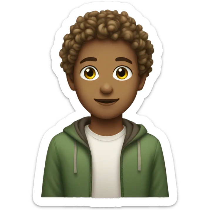 Light brown boy green eyes and brow girl with curly hair sticker