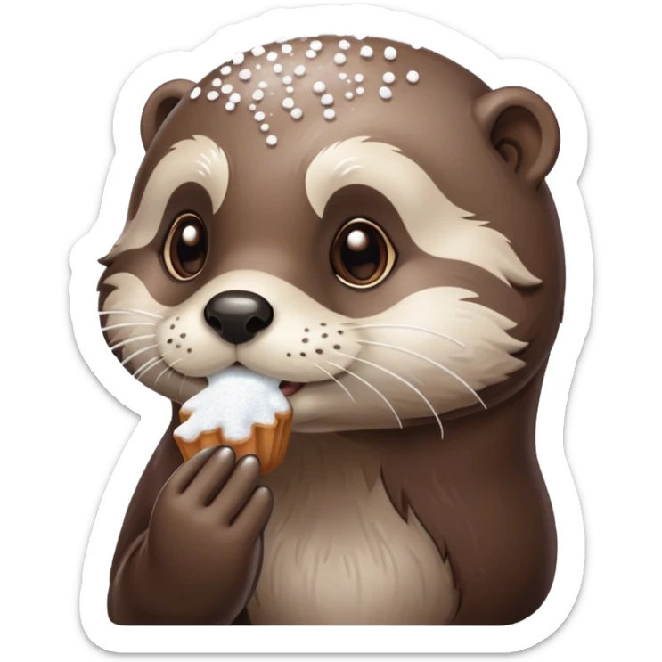 otter sniffing powdered sugar  sticker