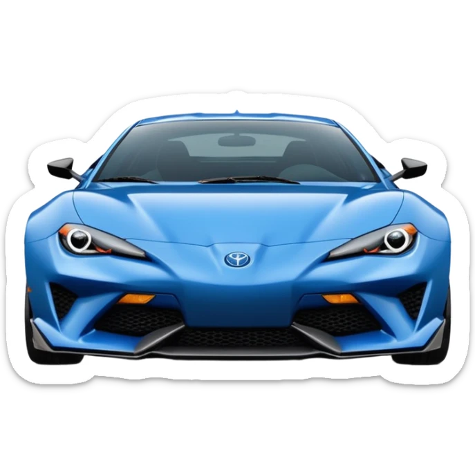 Low view of dark pearl blue 2025 Toyota 86 styled like a Lamborghini Miura  sticker