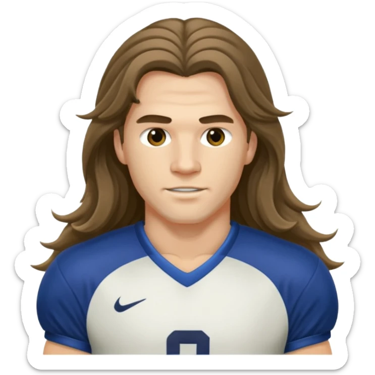 Long Haired Football Players, Footballer with flowing hair in jersey sticker