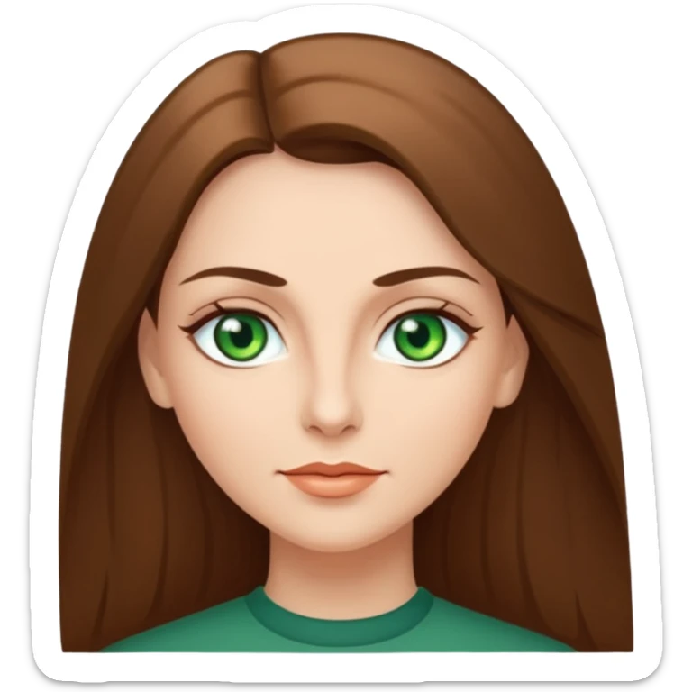 Pretty middle age woman with green eyes and long straight Ash-brown hair  sticker