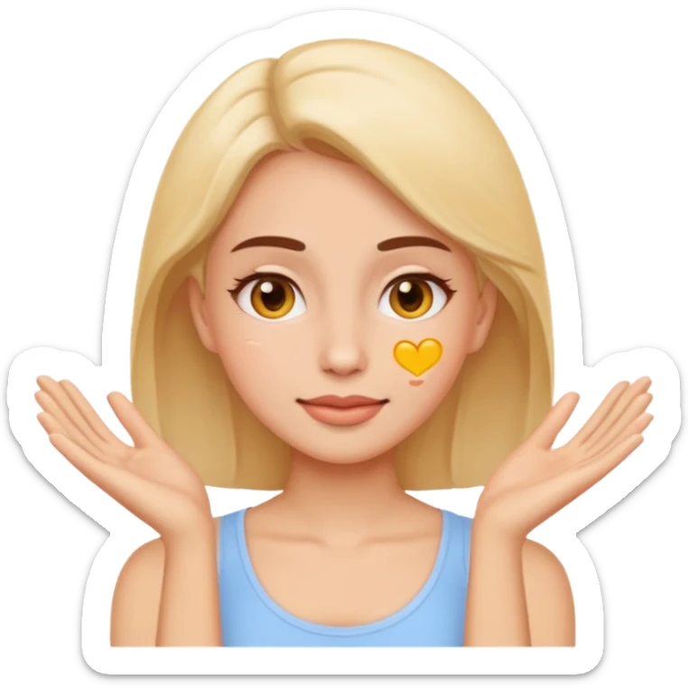 woman doing gentle facial exercises, emoji style, healthy skin, pastel background sticker