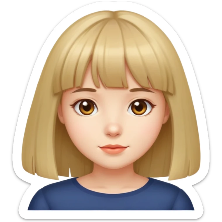 Cute girl with bangs and shoulder hair length. sticker
