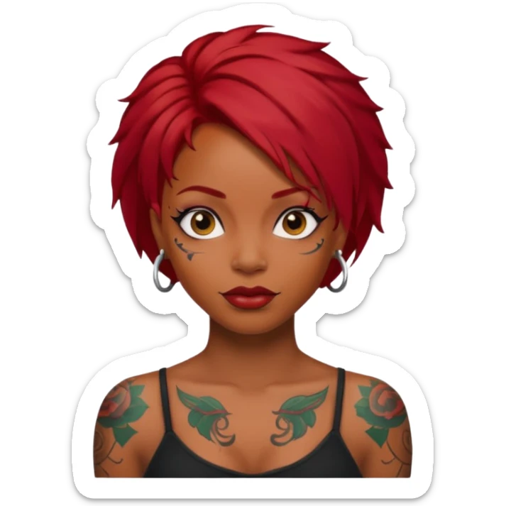 black woman with red hair and tattoos sticker