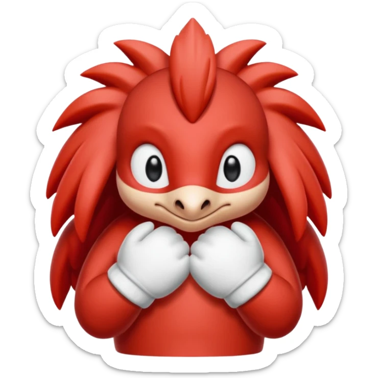 knuckles a red animal with peach arms and white mittens that have no fingers , he’s a echidna with red eyes sticker