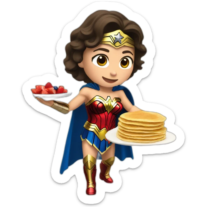 Wonder woman qui fait des crêpes sticker