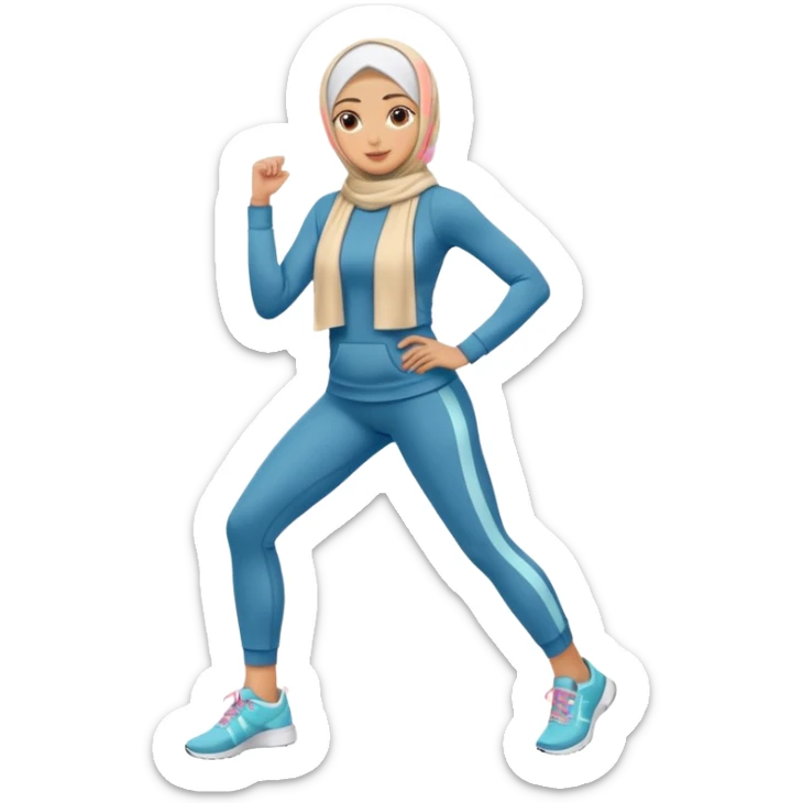 High resolution full body of a girl wearing a hijab and is a fitness trainer sticker