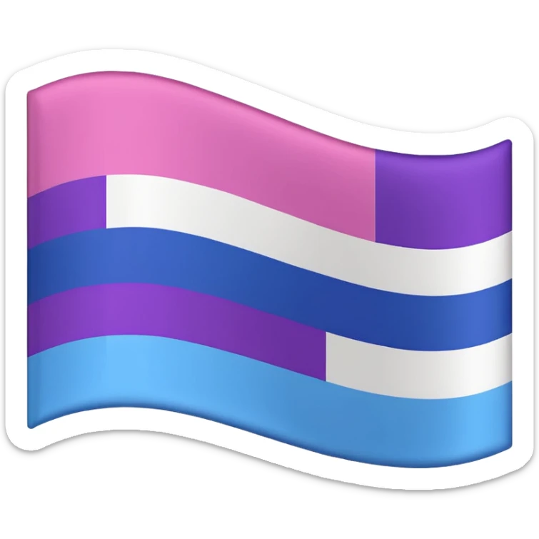 I want a flag, I want the first stripe at the very top of the flag to be pink 🩷. The middle stripe will be the color purple 💜. And finally the bottom stripe will be the color blue 💙. sticker