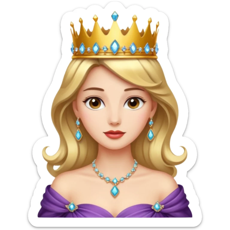 Queen – Elegant woman with jeweled crown and gown sticker