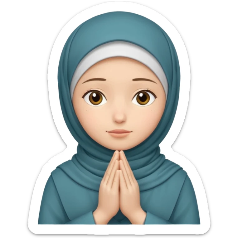 girl in a hijab is praying in the back of a prayer room. sticker