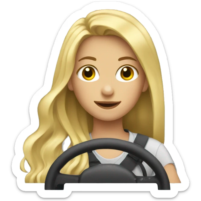 Girl with long blonde hair in a jeep sticker