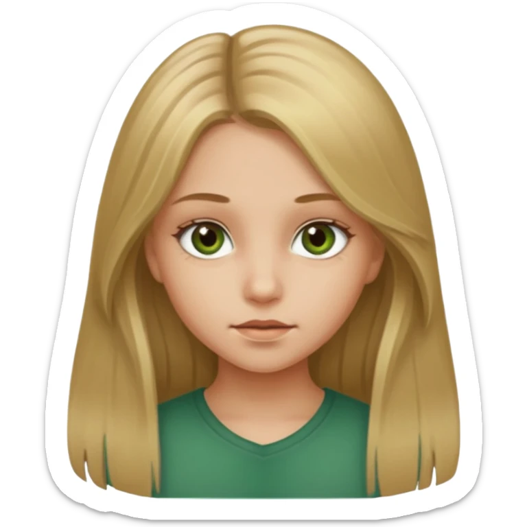 A young girl with long dirty blonde hair and hazel green eyes sticker