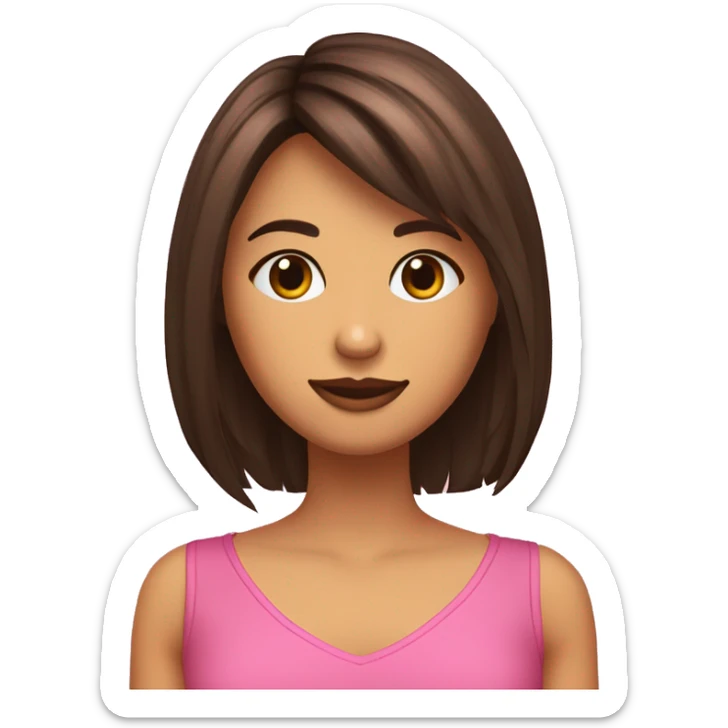 chica morena con flequillo le rechaza rosa a chico con pelo corto y castaño sticker