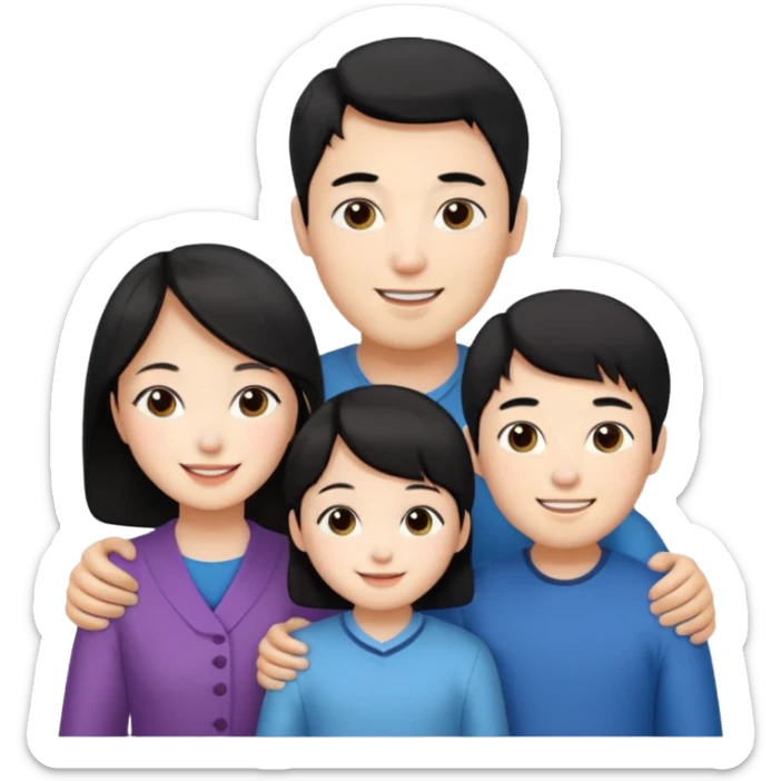 Family korean male x russian female + black hair kid sticker