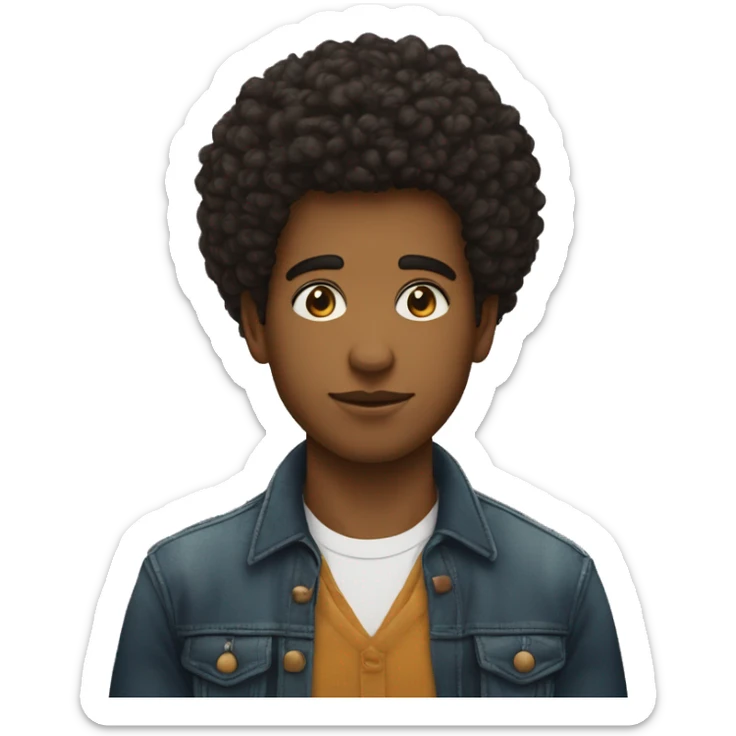 Jeune homme avec une afro et des boucles d'oreilles avec le regard séducteur  sticker