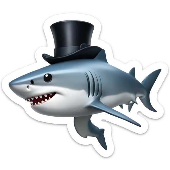 Shark with a top hat sticker