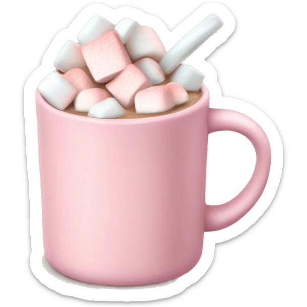 Light Pink mug of hot chocolate with marshmallows  sticker