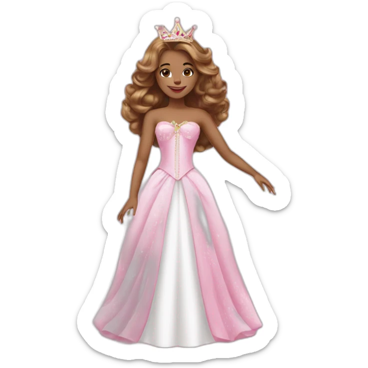 pink white princess with crown and princess dress showing pink nails sticker