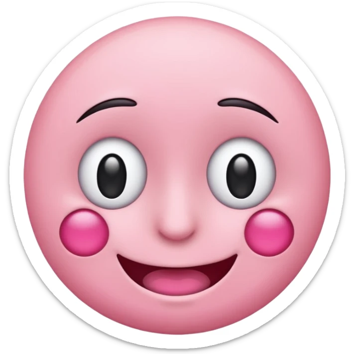 một emoji cảm xúc hạnh phúc, chỉ gồm 2 con mắt,  mắt trắng, má hồng sticker