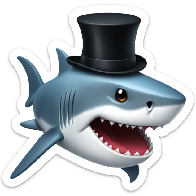 Shark with a top hat sticker