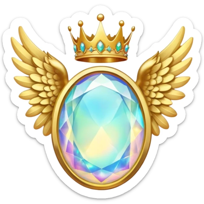 Big opal  gemstone award-in-frame-decorated-with-big-golden-angel--wings and crown sticker
