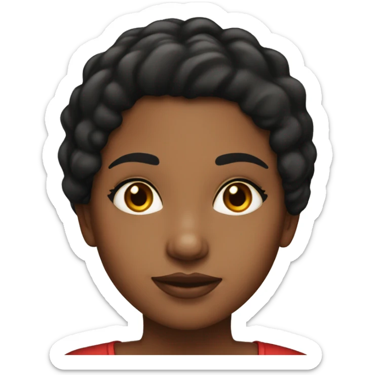 Brown girl with black hair and red highlights portrait sticker