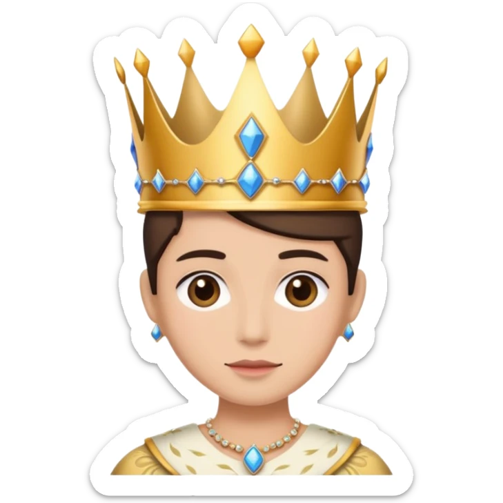 person in elegant attire attending a royal ball, with a crown and ballroom background sticker