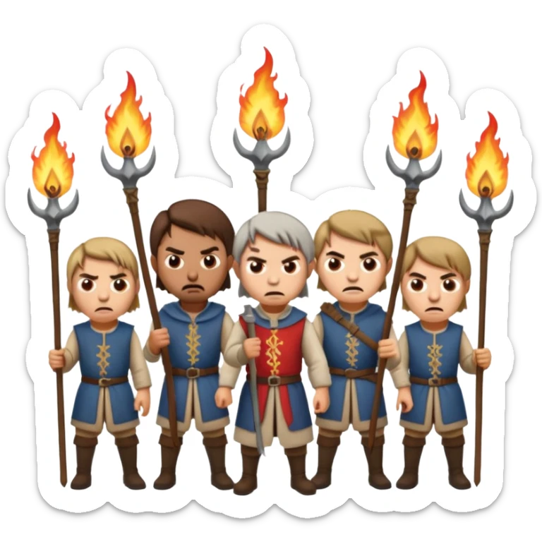 les villageois qui certains ont des fourches + torches (pas des fourches enflammer!) sapé en moyen age sticker