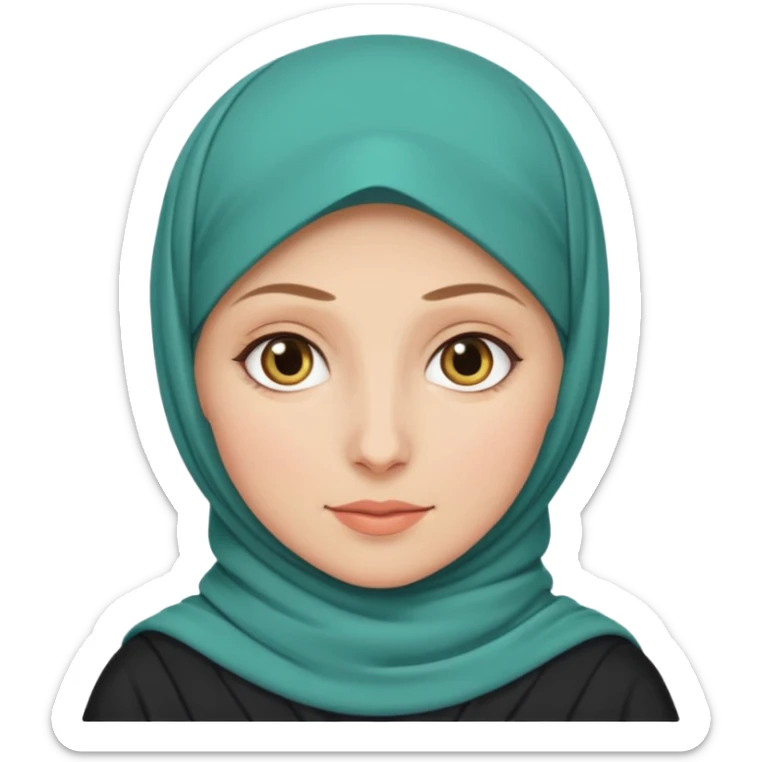 Make a girl with a hijab duolingo emojies styles and make her white and only her face appear and looking forward not left or right sticker