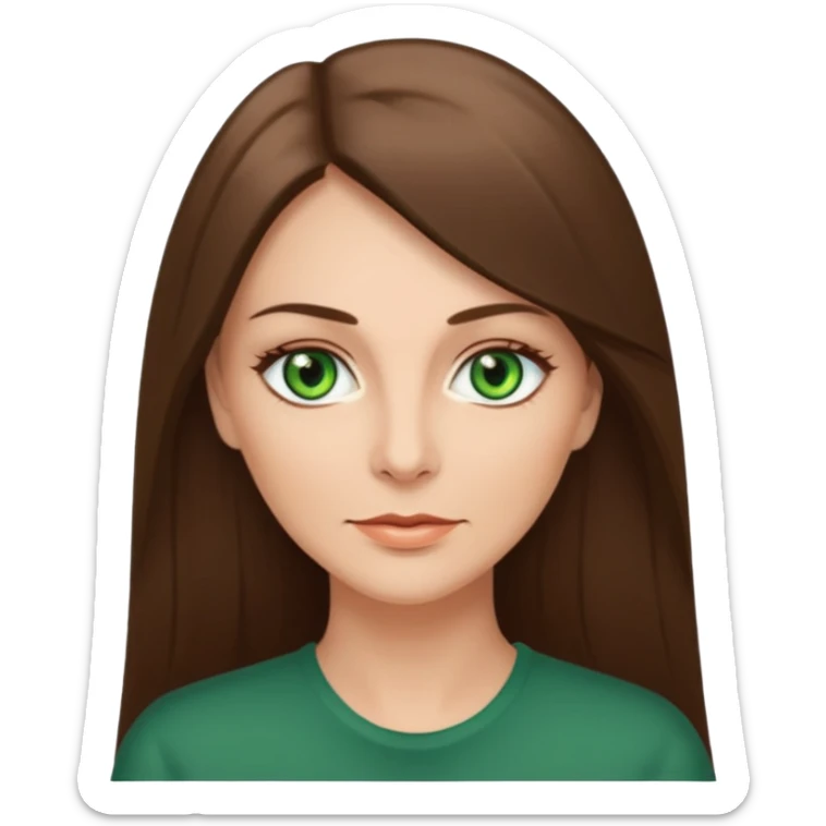pretty middle age woman with green eyes and long straight ash-brown hair  sticker