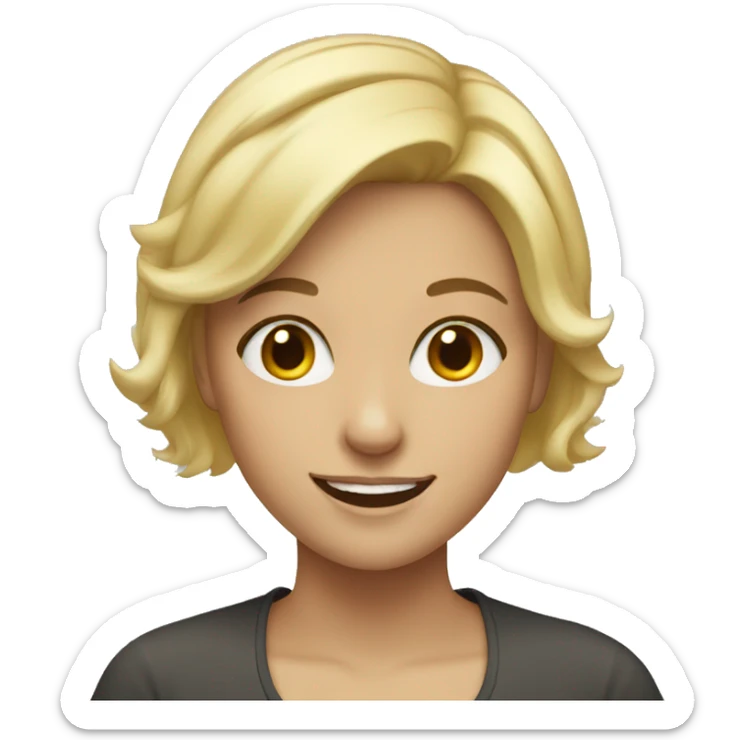 Blonde girl with short hair smiling sticker