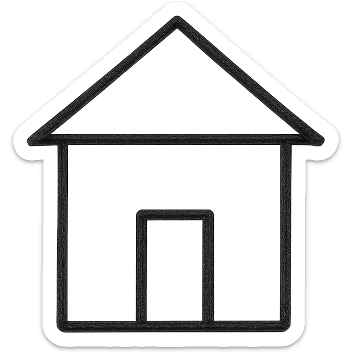 Icon of a house in Kaliningrad, hand drawn, black outlines, no fill, simple and clean, top view sticker